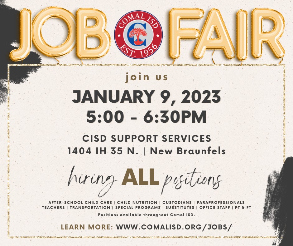 Comal ISD Hiring for All Positions at Jan. 9 Job Fair My Canyon Lake