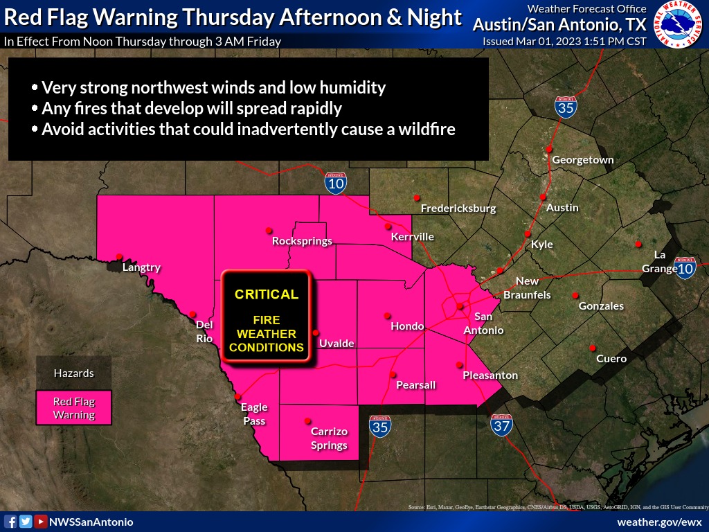 Red Flag Warning Issued for Bexar County Thursday, Critical Fire ...